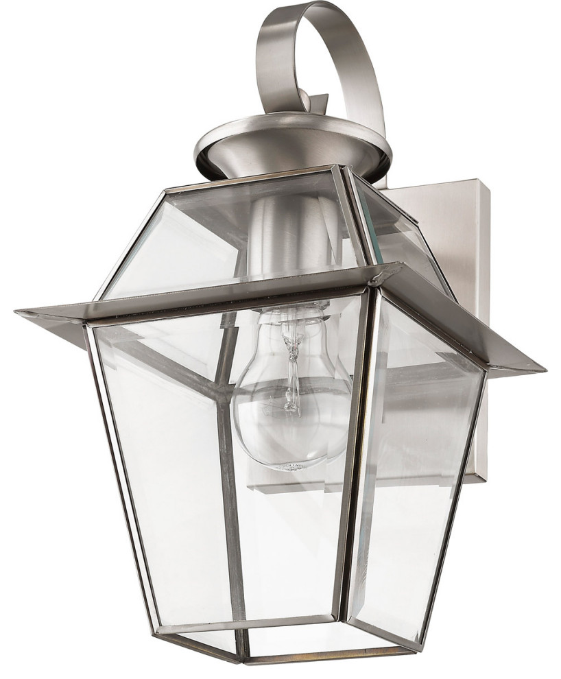 Westover 1 Light Outdoor Wall Light  Brushed Nickel   Traditional   Outdoor Wall Lights And Sconces   by Buildcom  Houzz