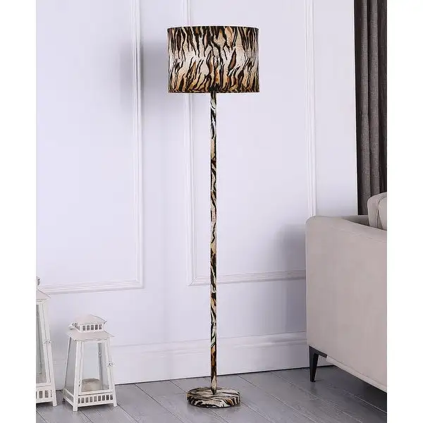 59 In. Faux Suede Tiger Print Floor Lamp