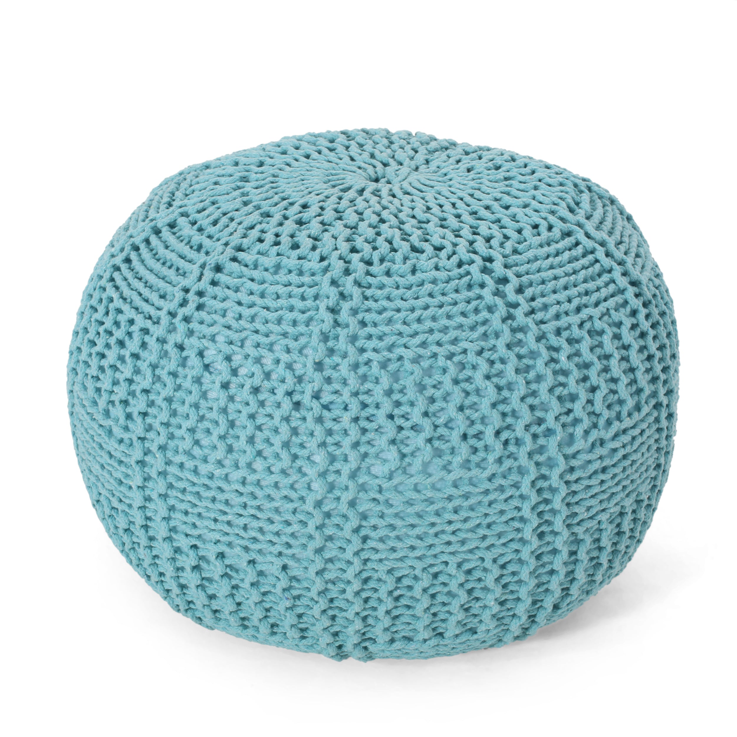 Sardis Modern Knitted Cotton Round Pouf