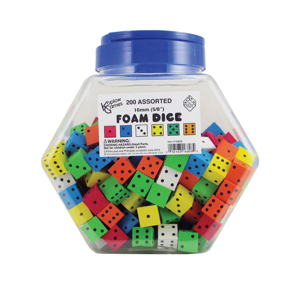 Koplow Games KOP16808 16Mm Foam Dice Tub Of 200 As...