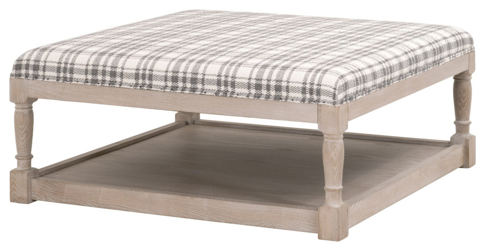 Townsend Upholstered Coffee Table  Tartan Charcoal   French Country   Coffee Tables   by Sideboards and Things  Houzz