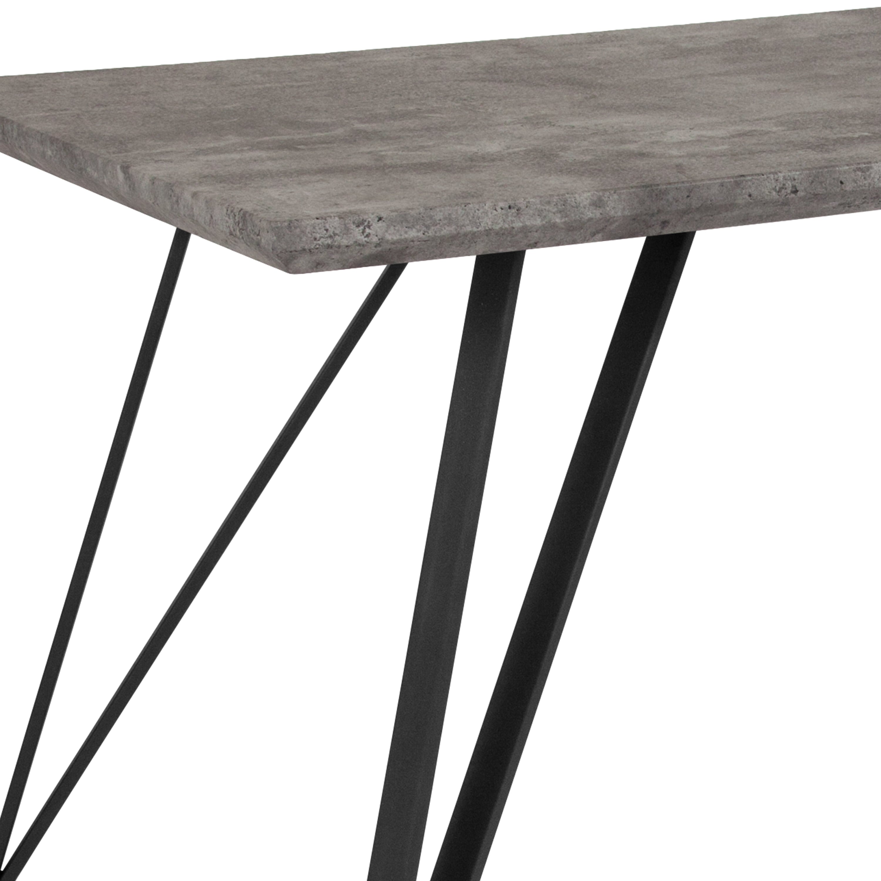 Merrick Lane Rectangular Dining Table Faux Concrete Finish Kitchen Table with Retro Hairpin Legs