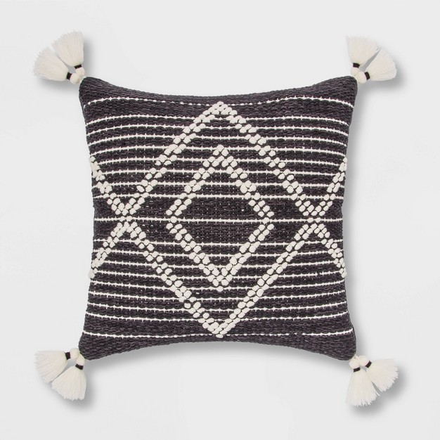 Embroidered Textured Diamond Throw Pillow