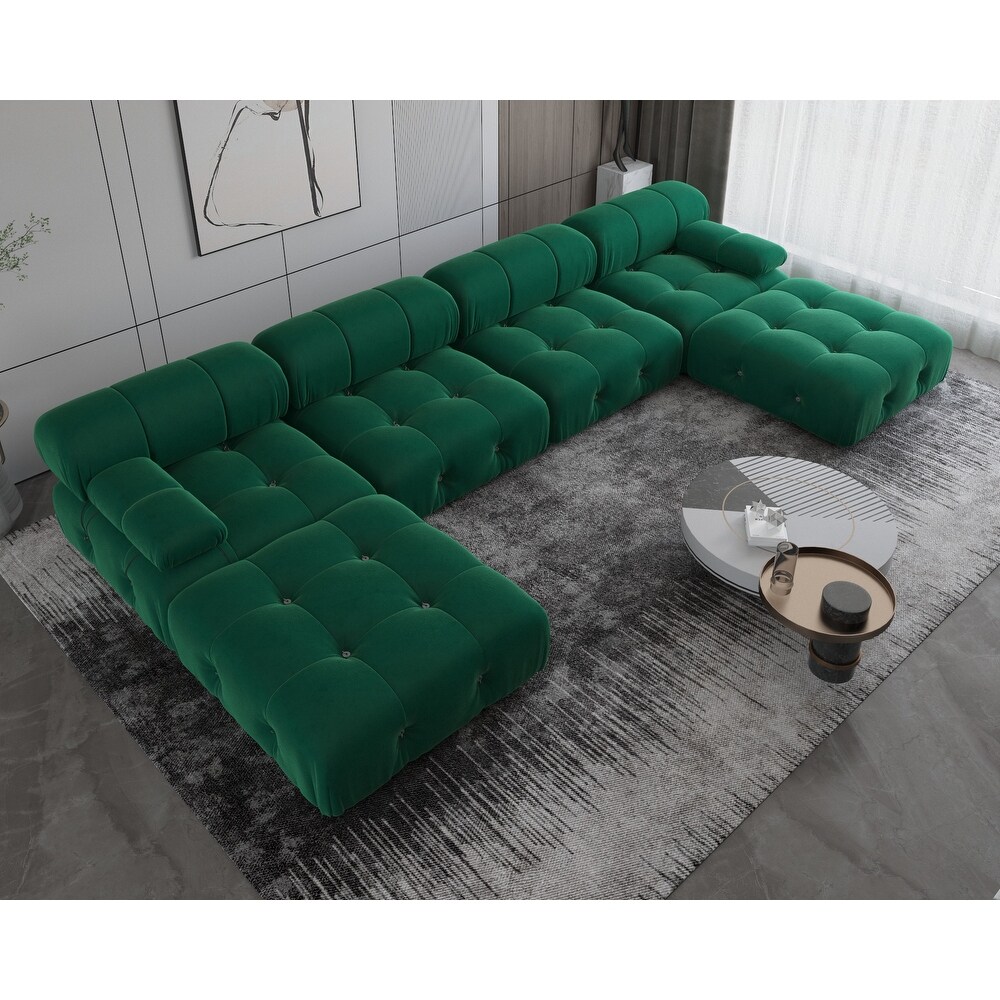 138'' Modern Velvet Upholstery U shaped Sectional Sofa