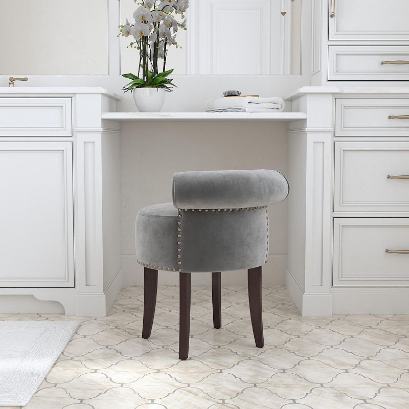 Hillsdale Furniture Lena Wood and Upholstered Vanity Stool