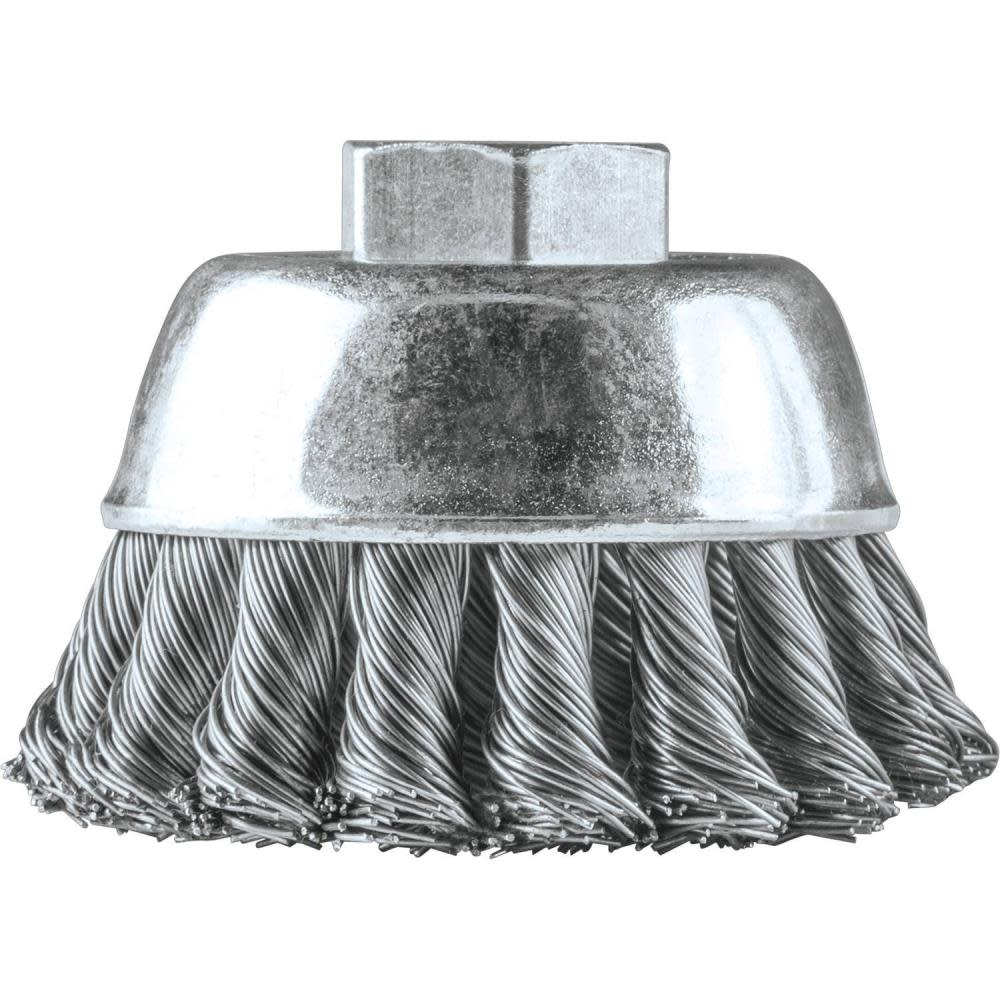 2-3/4 Knot Wire Cup Brush， Stainless， 5/8-11