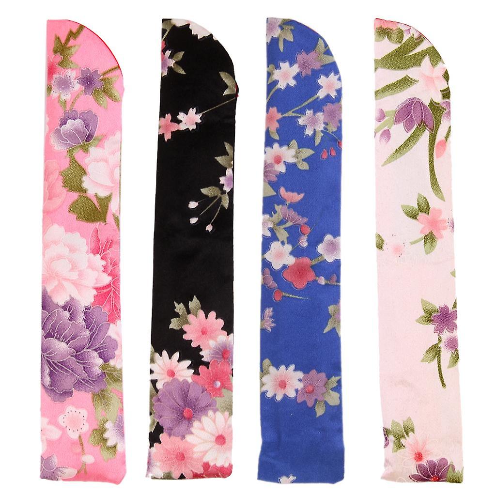 2packs Floral Printed Hand Folding Fan Bag Holder Protector Pouch Non-woven