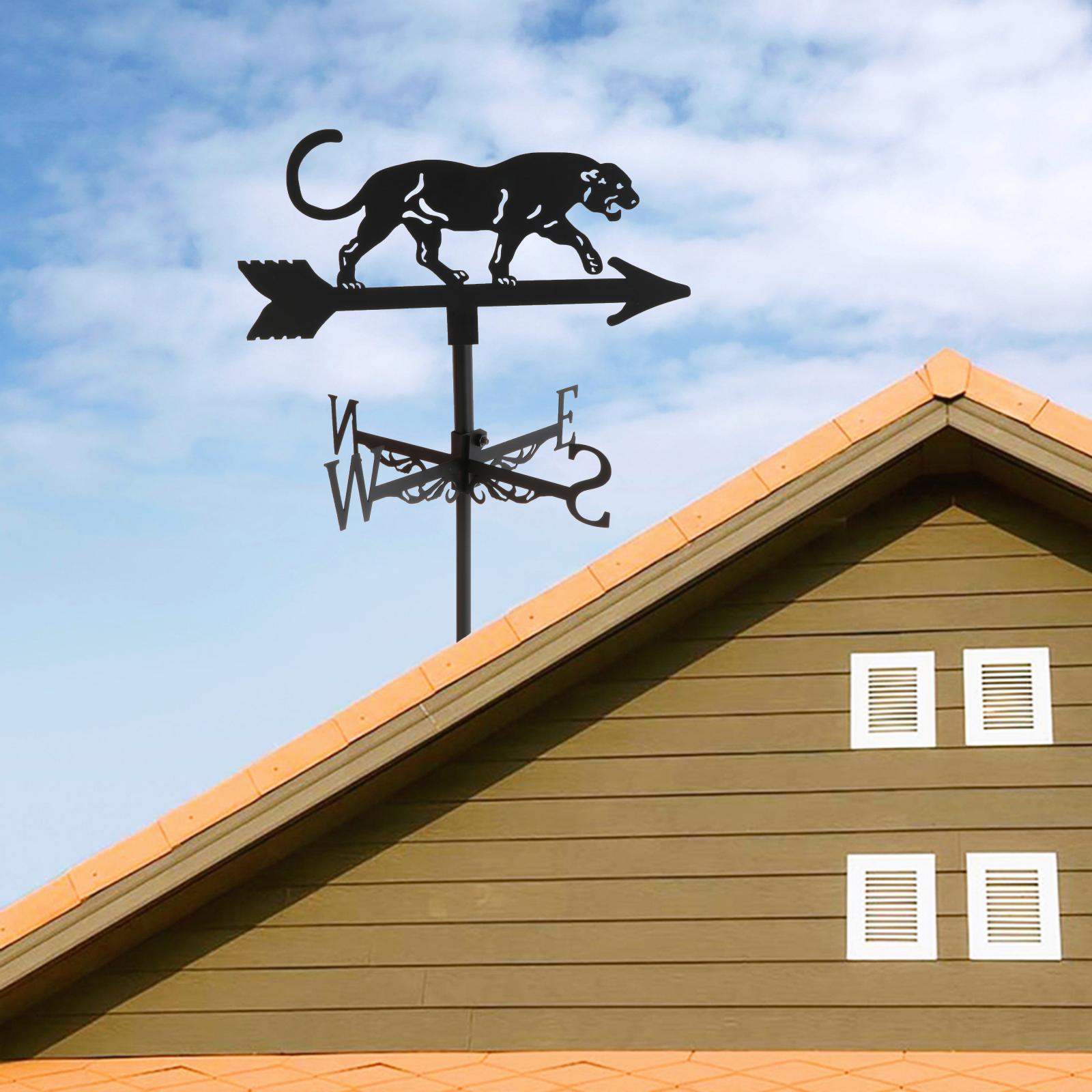 Leopard Weathervane Roofs Weather Vane Lovely Figurine Metal Bracket for Conservatories， Garden Sheds， Fence Posts Decoration Decor Iron Art