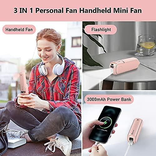 Portable Handheld Mini Fan with 3000mAh Battery - Foldable Travel Fan （pink）