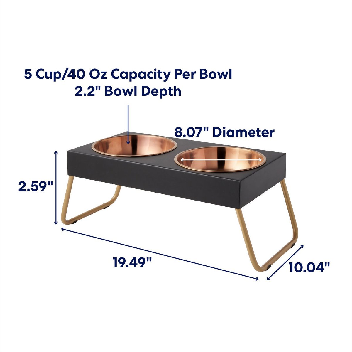 Frisco Copper Stainless Steel Elevated Foldable Double Dog and Cat Bowls