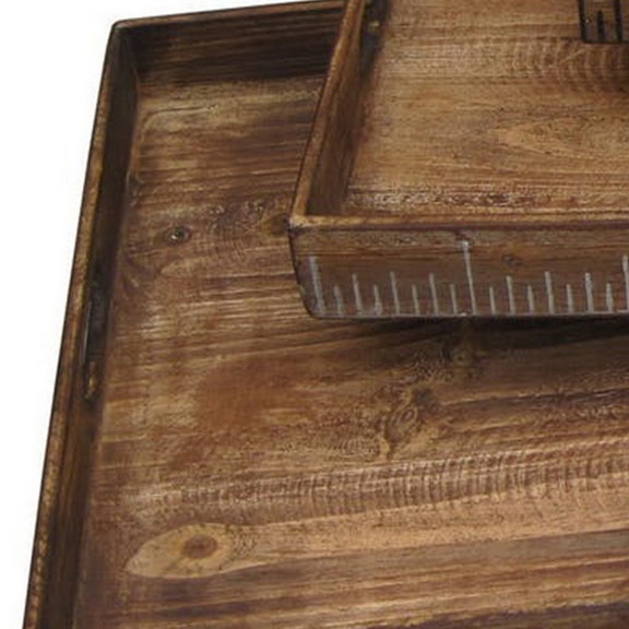 Benjara BM228642 Wooden Tray with Grain Details an...