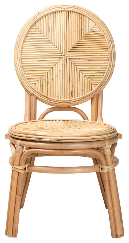 Vina Natural Brown Rattan Dining Chair   Beach Style   Dining Chairs   by Baxton Studio  Houzz