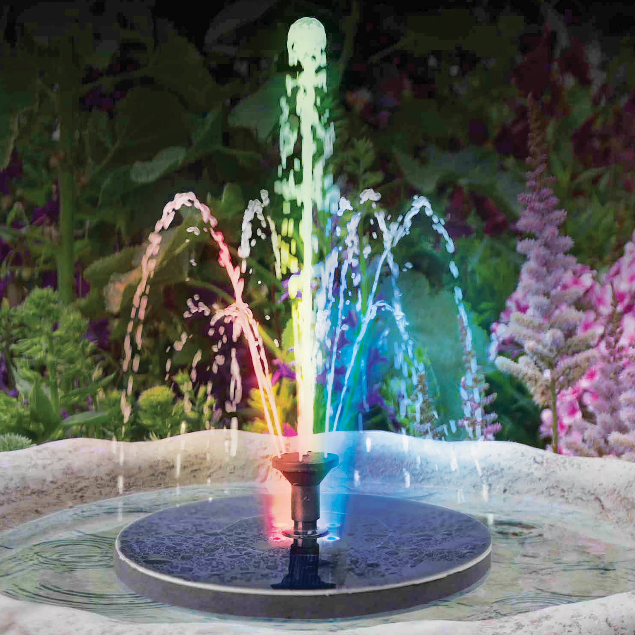 Solar Power Lighted Color-Changing Water Fountain