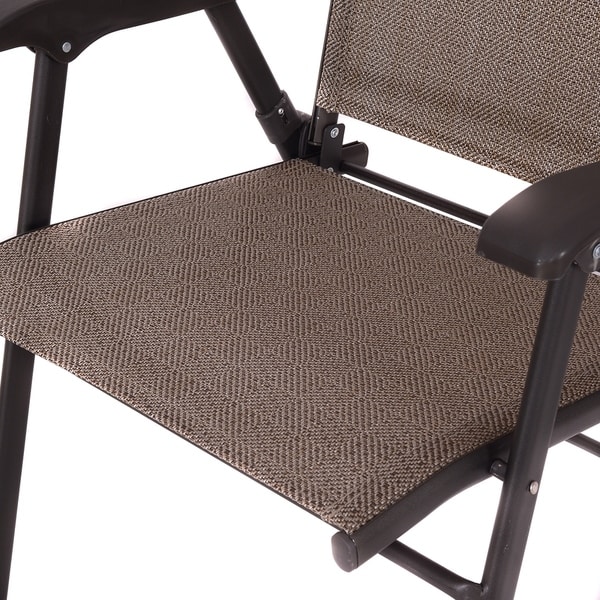 Folding Sling Chair Patio Furniture Set of 2 Armchairs Brown