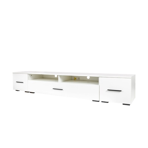 82''W Extended Minimalist RGB LED Lights TV Stand Cabinet Display Units Entertainment Center for 90+ inch TV