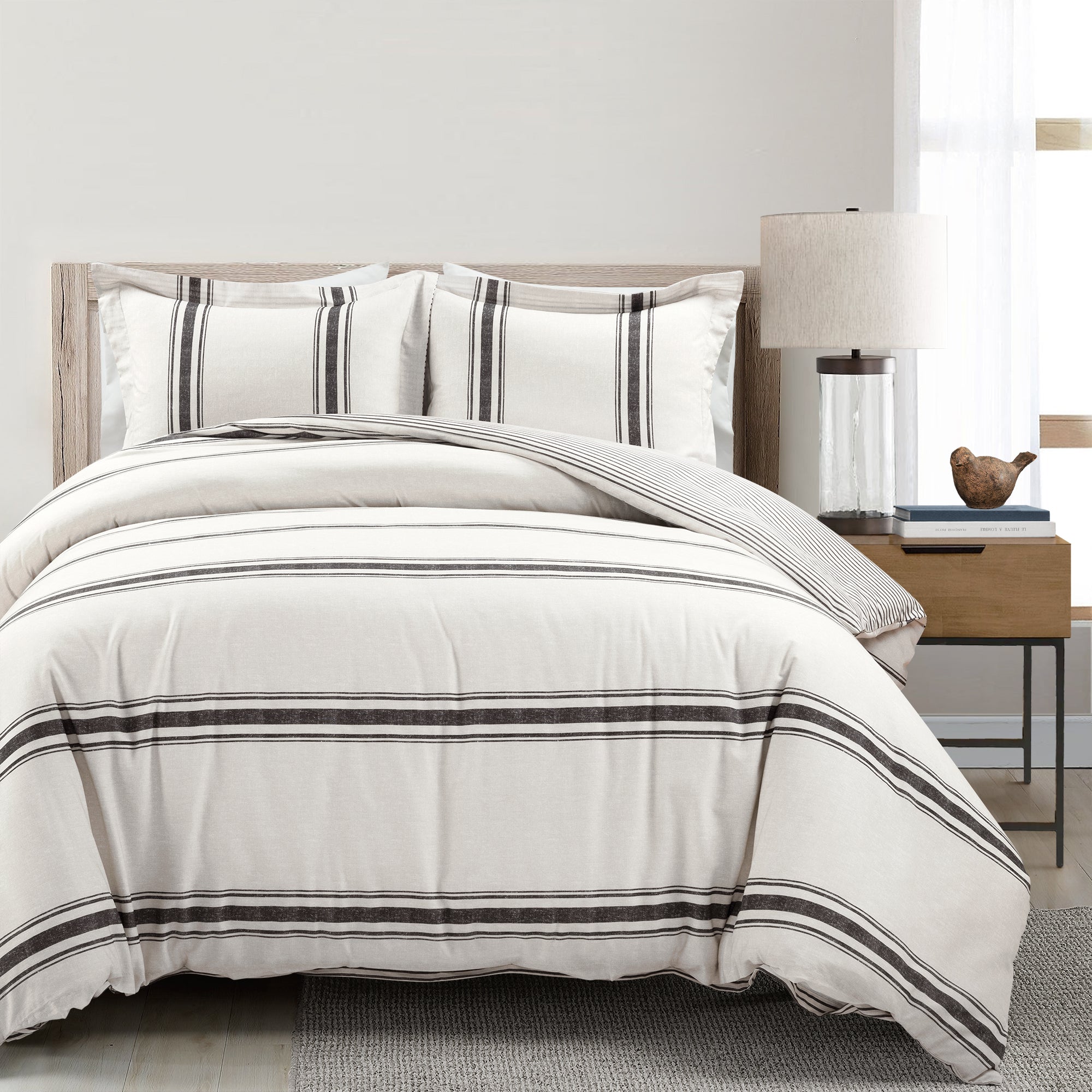 Farmhouse Stripe 100% Cotton Duvet Cover Set