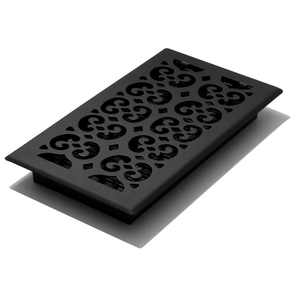 Decor Grates 6x12 Scroll Text Black Floor Register STH612