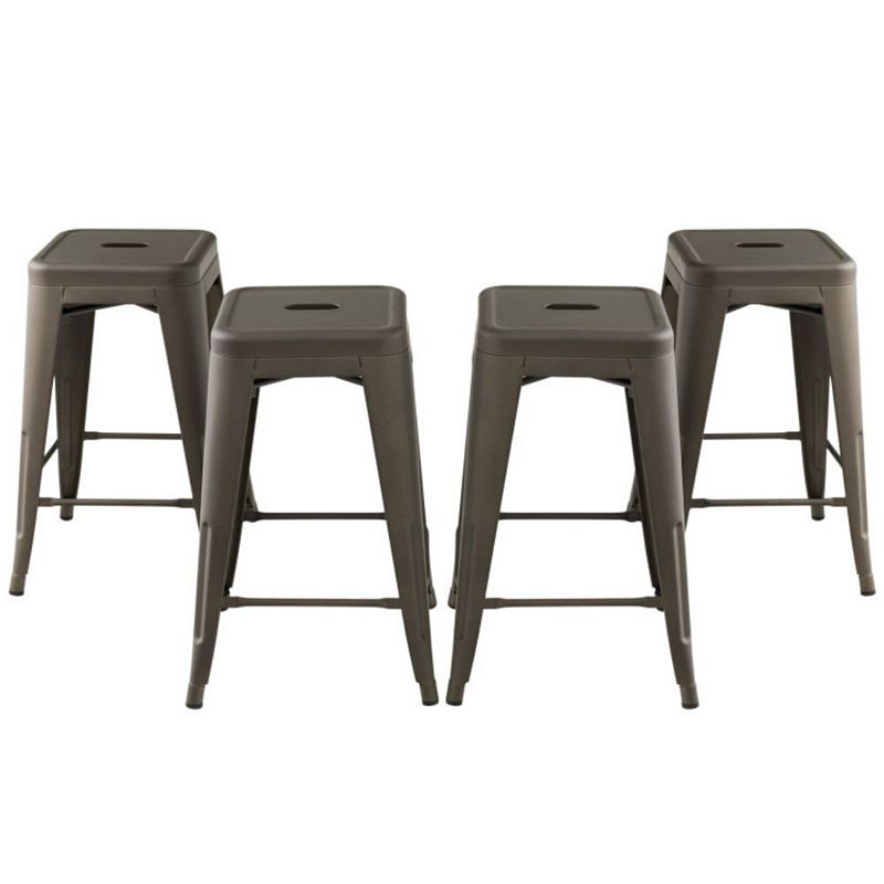 Hivago 24 Inch Set of 4 Counter Height Barstool Stackable Chair