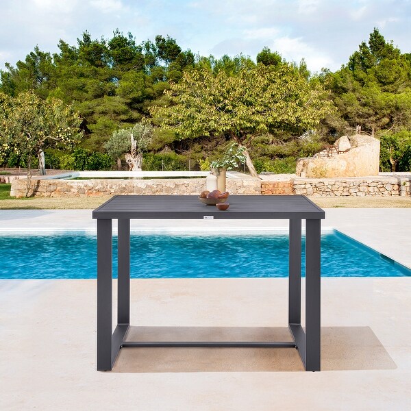 Argiope Outdoor Patio Bar Height Dining Table in Dark Grey Aluminum