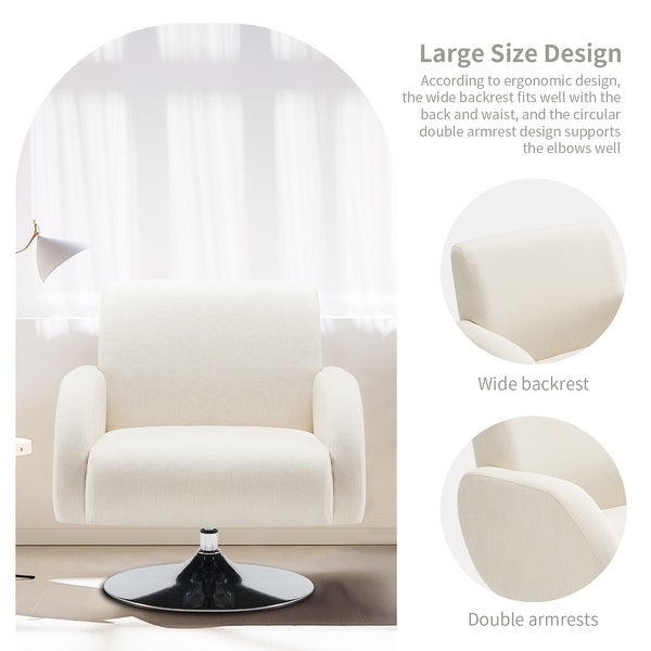 Modern Linen Swivel Accent Lounge Chair with Round Metal Base