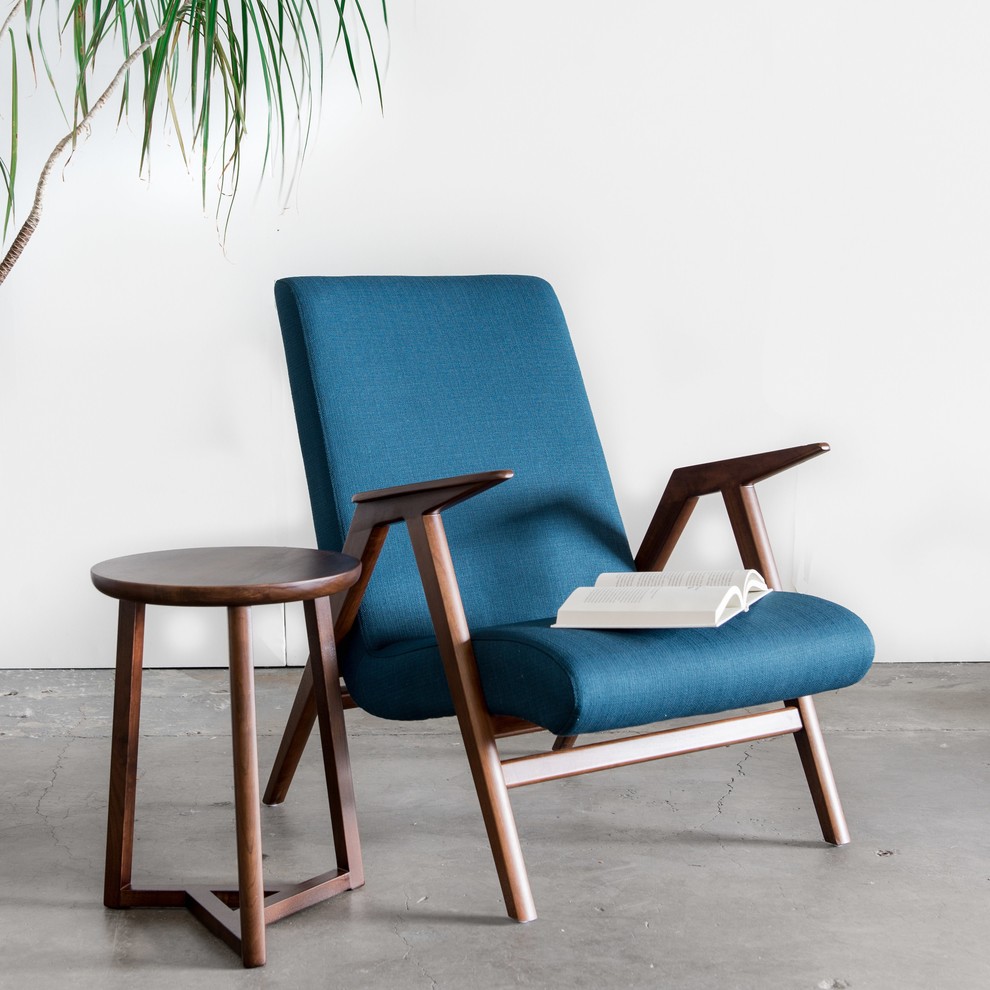 Charlene Accent Chair in Walnut with Upholstered Seat   Midcentury   Armchairs And Accent Chairs   by Gingko Furniture  Houzz