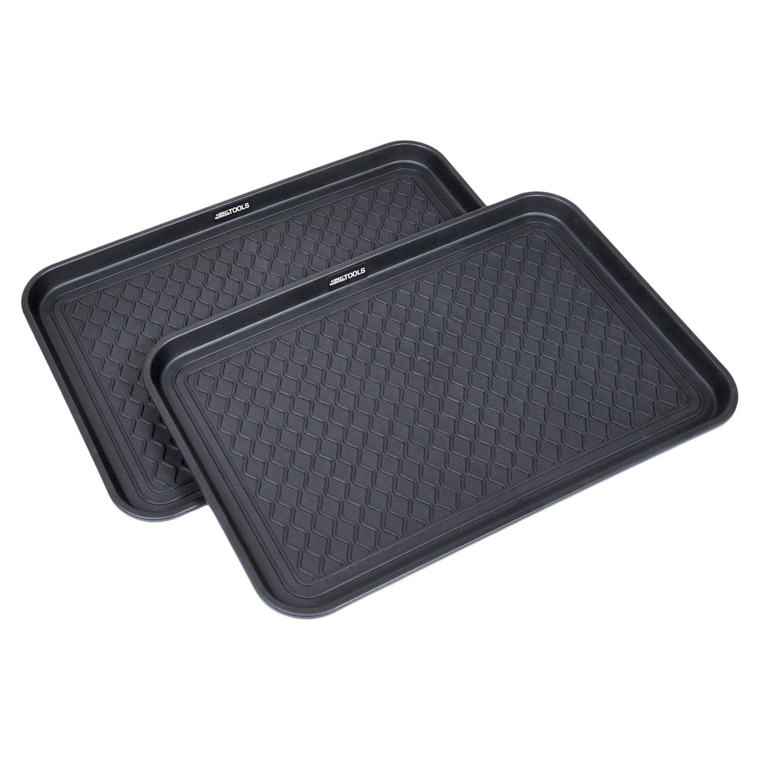 Great Working Tools Boot Tray Set of 2 Shoe Trays， Black， Medium