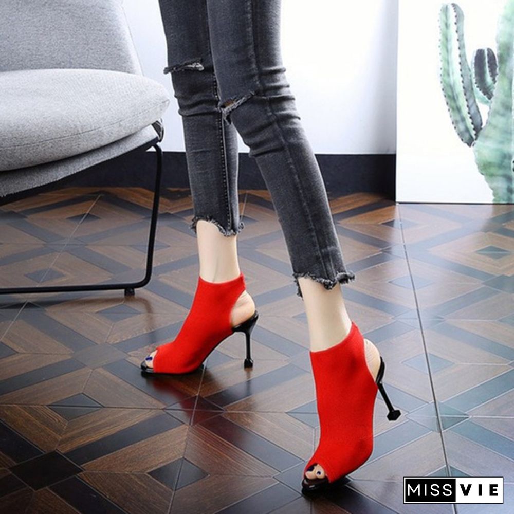 Summer Women Boots Open Toe High Heels Sandals Women Shoes