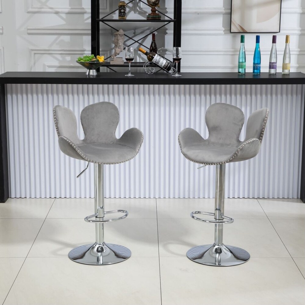 Flower Shape Swivel Barstool Set of 2 Adjusatble Dining Room Kitchen