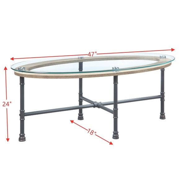 ACME Brantley Coffee Table in Clear Glass and Sandy Gray