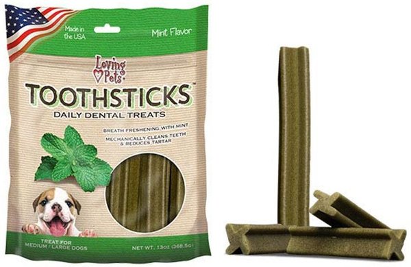 Loving Pets Toothsticks Small Mint Daily Dog Dental Treat， 13-oz bag