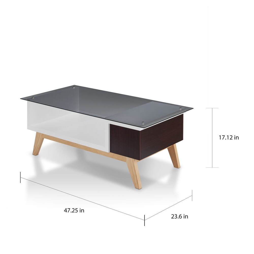 Yini Modern 47 inch Glass Top 1 Shelf Coffee Table by Furniture of America