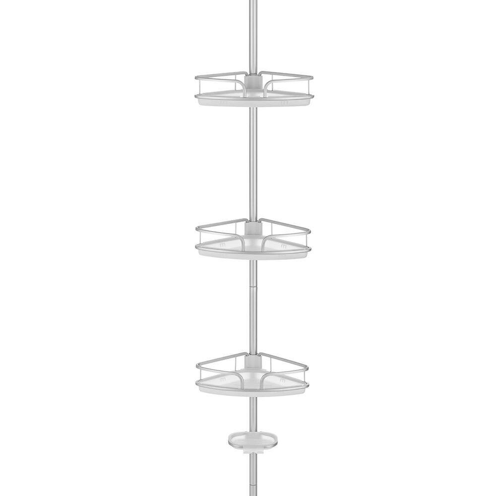 Costway 4-Tier Tension Corner Shower Caddy Aluminum Pole Adjustable Bathroom Shelves BA7791