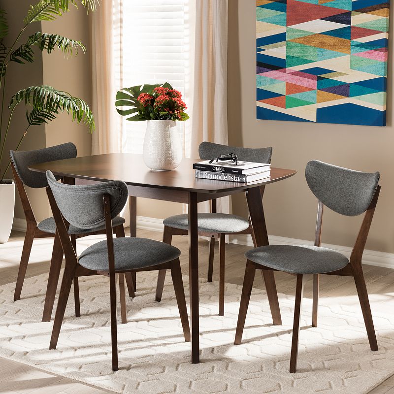 Baxton Studio Mid-Century Dark Gray Chair and Table Dining 5-piece Set