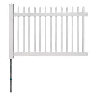 WamBam Fence No-Dig Permanent 4 ft. x 6 ft. Nantucket Vinyl Picket Fence Panel with Post and Anchor Kit BL19101