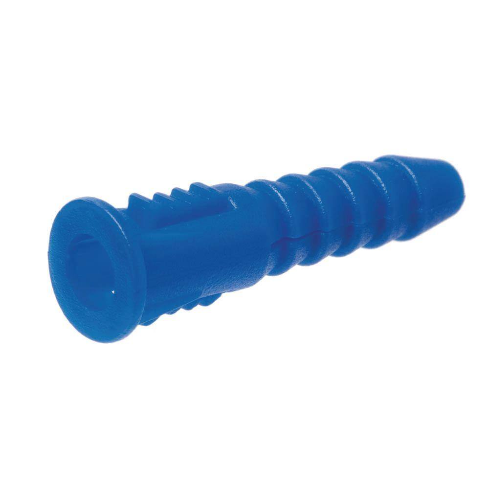 Everbilt #10-12 x 1-14 in. Blue Plastic Ribbed Plastic Anchor (75-Piece) 54682