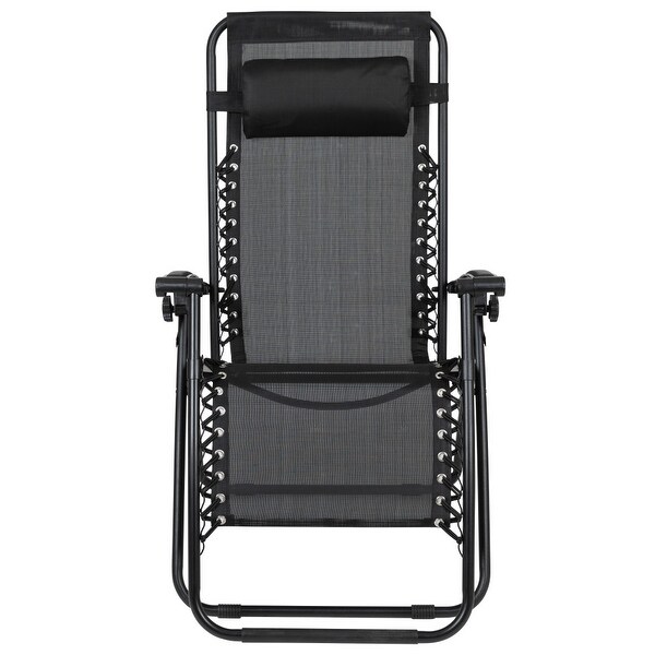 2 Pack Adjustable Mesh Zero Gravity Lounge Chair with Cup Holder Tray