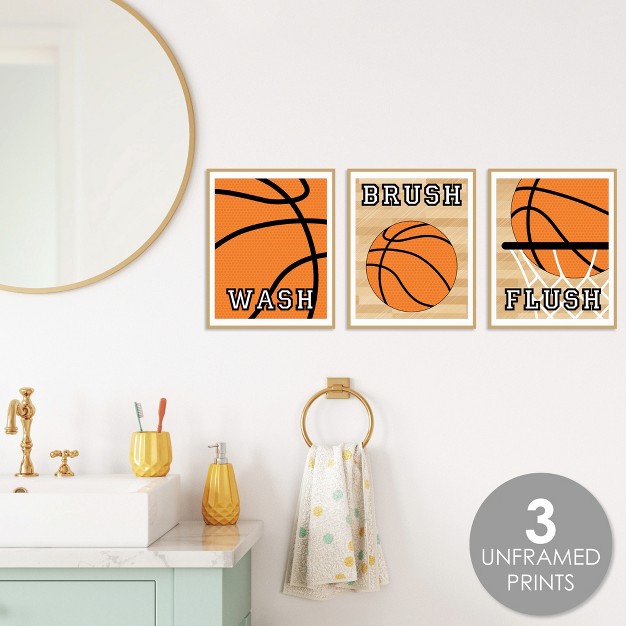 Big Dot Of Happiness Nothin x27 But Net Basketball Unframed Wash Brush Flush Bathroom Wall Art 8 X 10 Inches Set Of 3 Prints