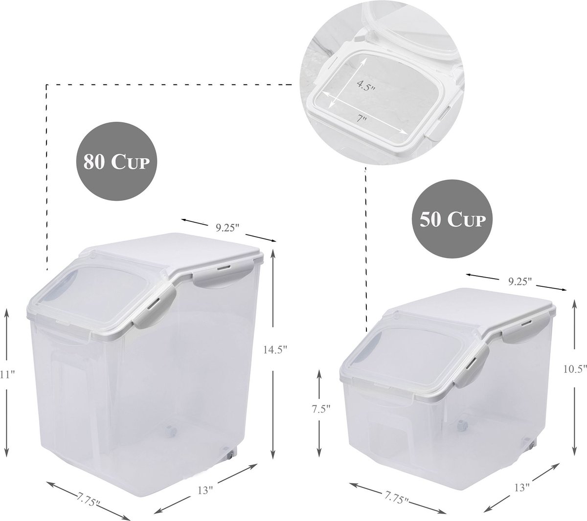 HANAMYA BPA Free Pet Food Storage Container and Measuring Cup， White