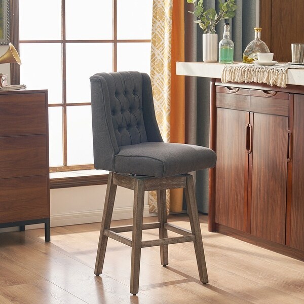 Solid Wood Legs Backrest Pull Point Trapezoidal Bar Stool - N/A