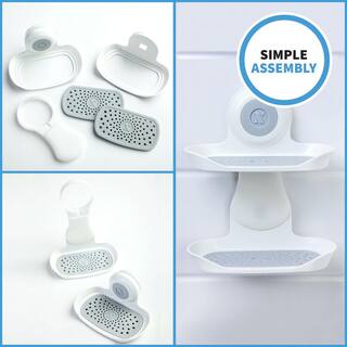 SlipX Solutions Suction Cup Double Soap Saver in White 14015-1