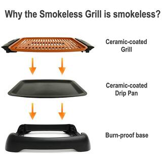 Gotham Steel 234 sq. in. Black Copper Non-Stick Ti-Ceramic Smoke-less Indoor Grill 1619