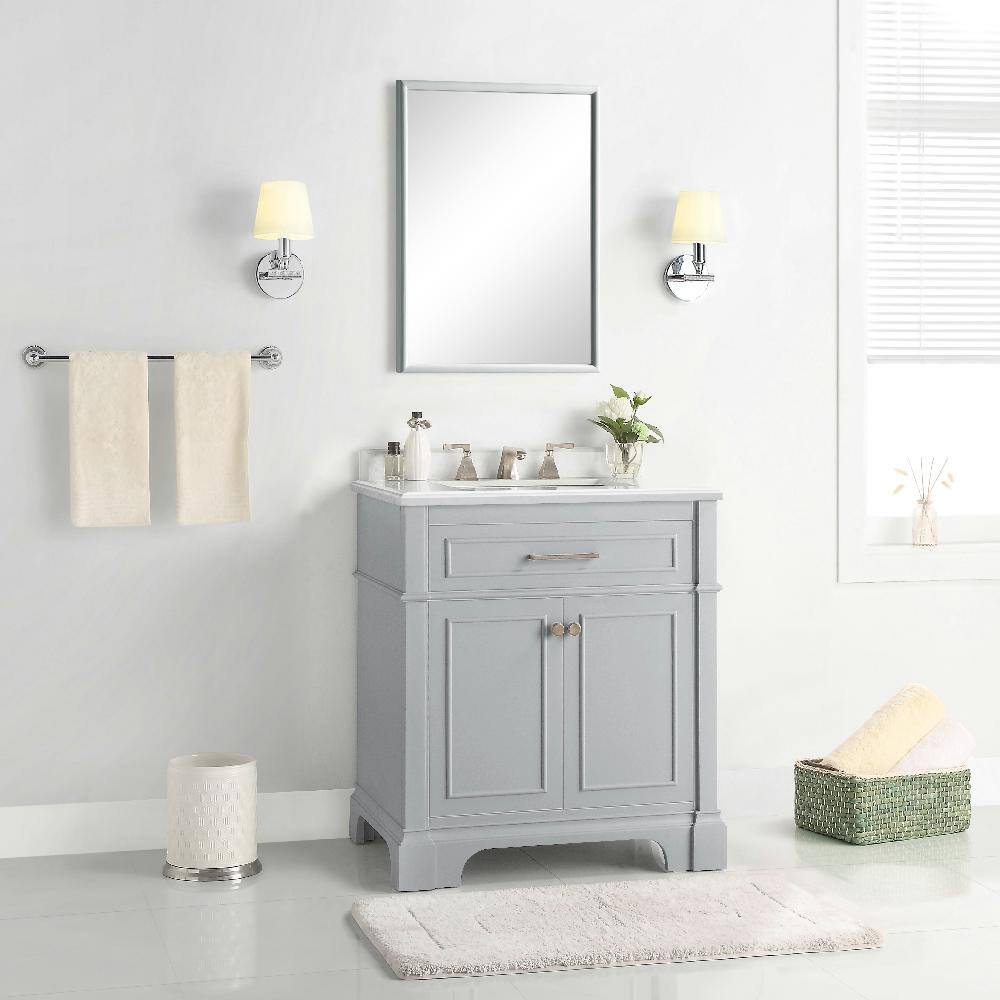 Home Decorators Collection Melpark 30 in. W x 22 in. D x 34.5 in. H Bath Vanity in Dove Gray with White Cultured Marble Top Melpark 30G