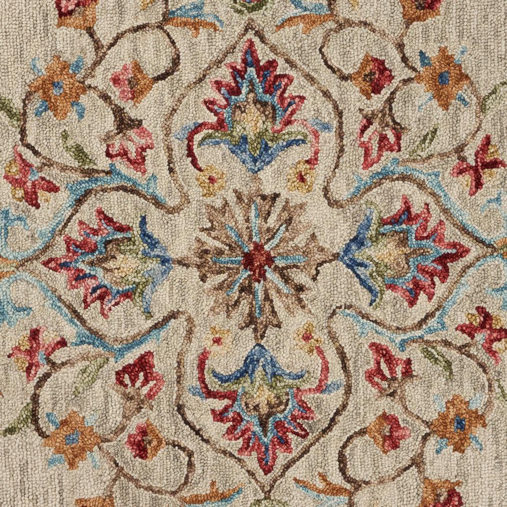 Ox Bay Sinuous Beige 4 Feet Trailing Floral Oasis Round Area Rug