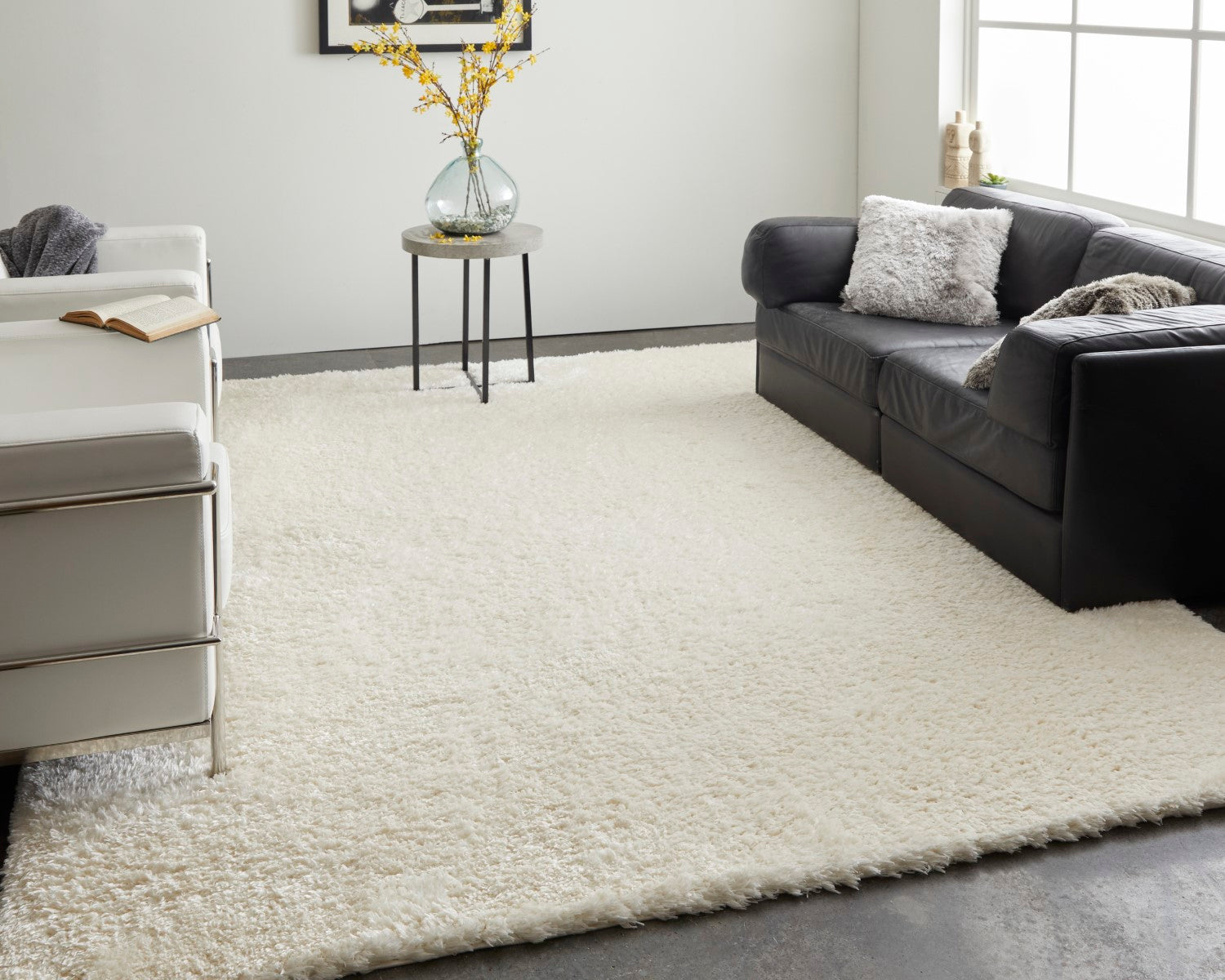 Loman Solid Color White Rug