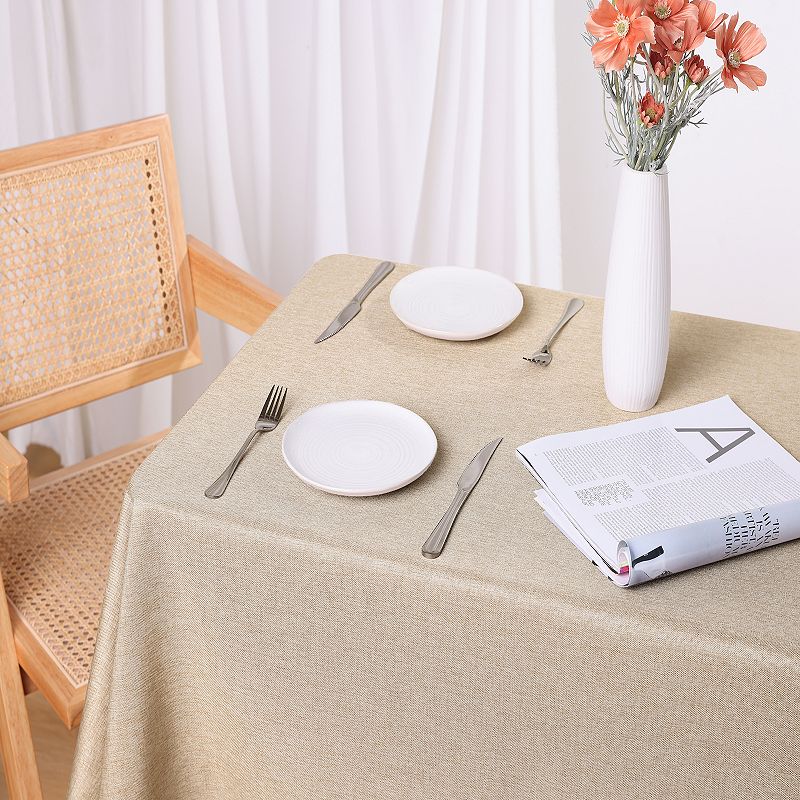 Rectangle Cotton Linen Waterproof Spillproof Wrinkle Free Table Cover 1 Pc， 51 X 71