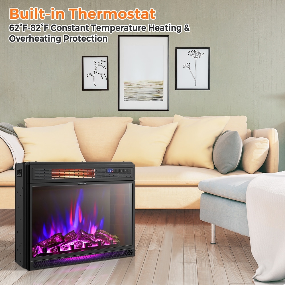 Costway 25''Electric Fireplace Freestanding   Recessed Heater Log   See Details