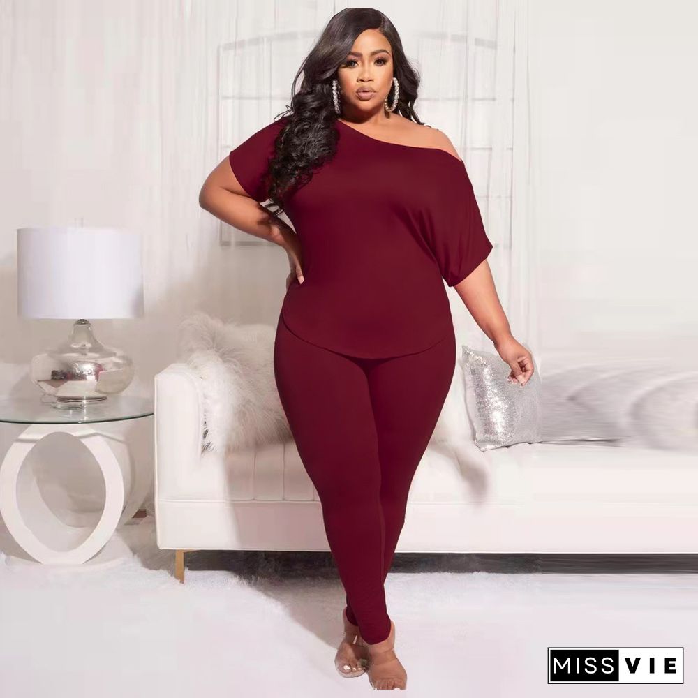 Plus Size Short Sleeve T Shirt Jogger Pants Tracksuits