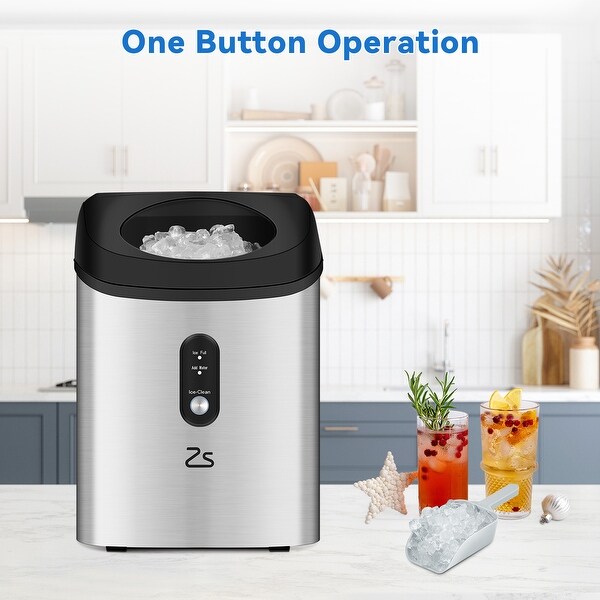 33Lbs/24H Countertop Nugget Ice Maker， Portable with Ice Scoop