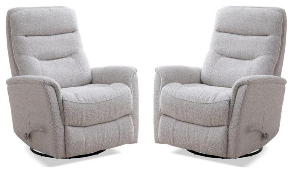 Home Square Bloke Cotton Fabric Swivel Glider Recliner in Fossil   Set of 2   Transitional   Recliner Chairs   by Homesquare  Houzz