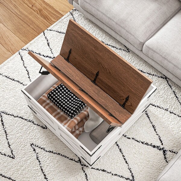 Square Coffee Table with Flip Top Hidden Storage